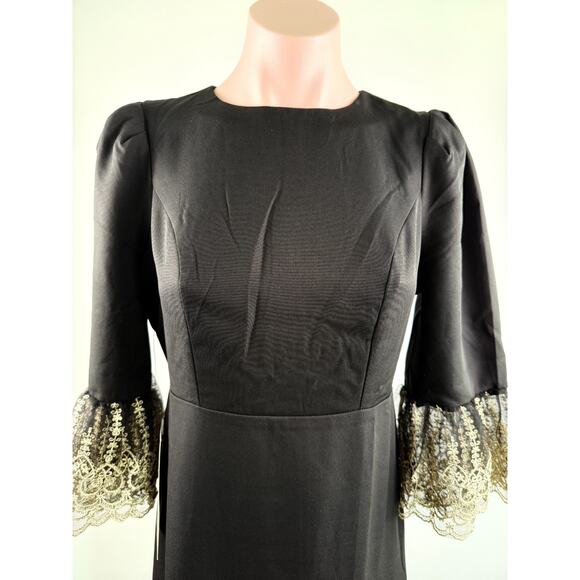 Tuckernuck Pomander Place Gold Embroidered Hem Lillith Black Dress  Size XL - Picture 6 of 11